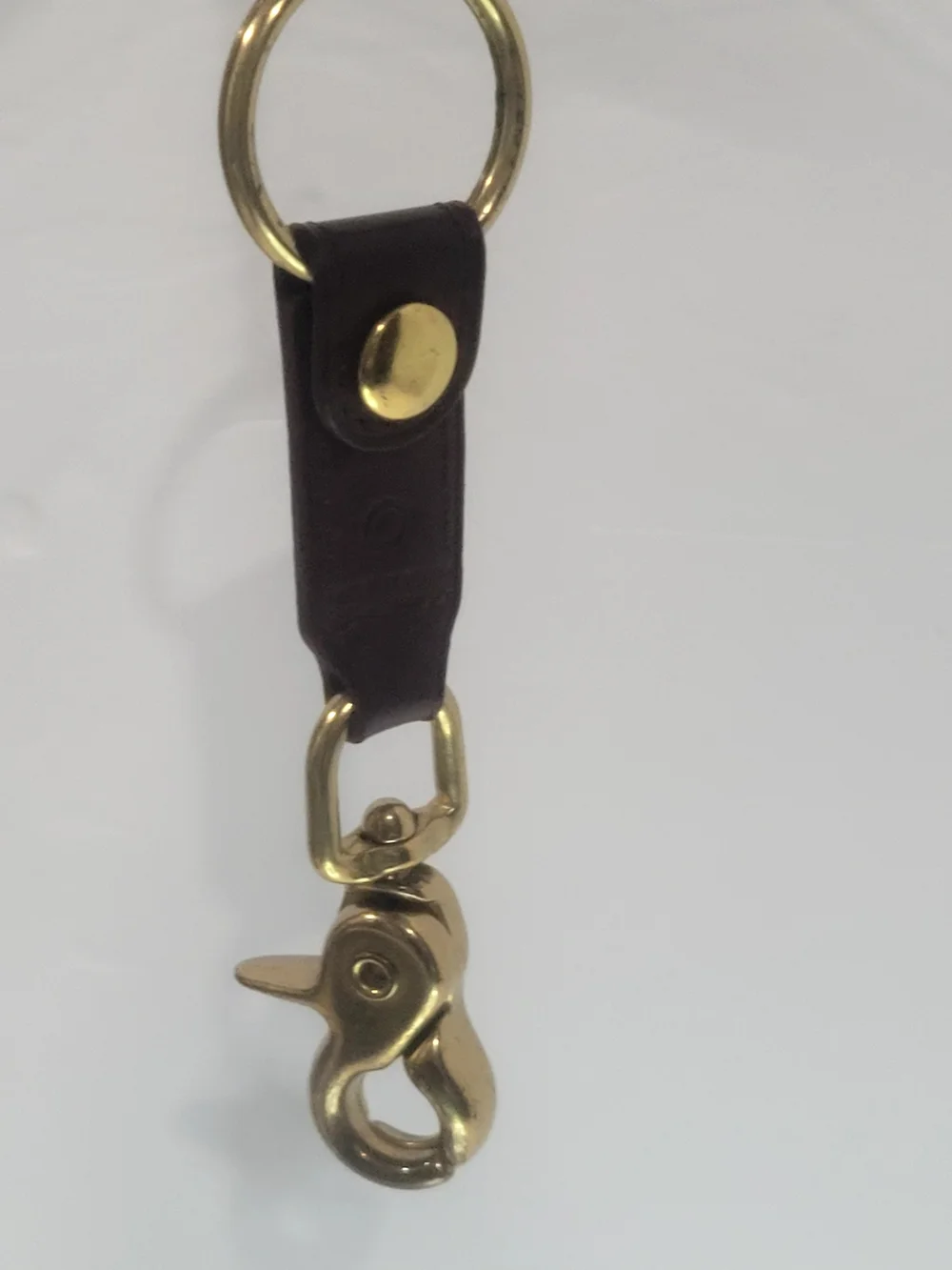 Coach Vintage Key Chain Dark Brown Leather Key Holder with Gold Hardware